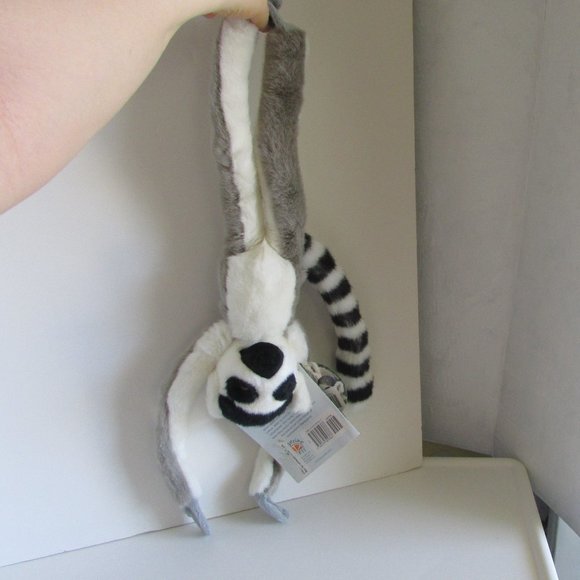 RING TAILED LEMUR w Book HOOK LOOP PAWS no wire SOFT 17" PLUSH Stuffed Animal - Picture 1 of 14